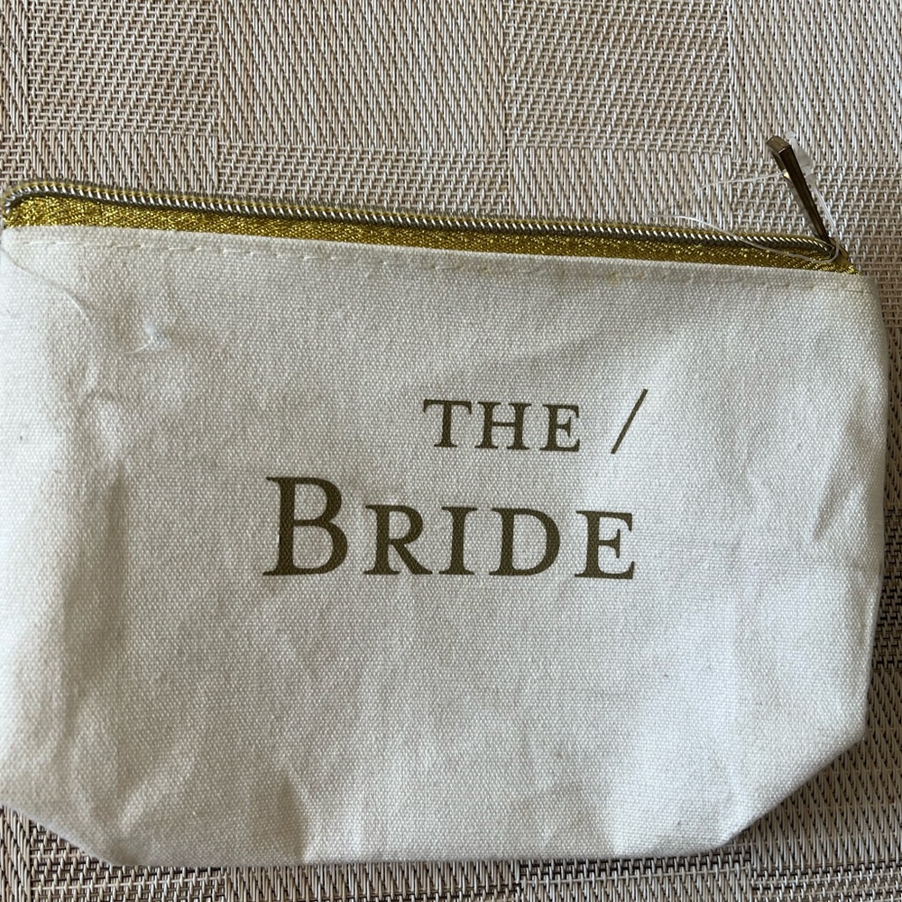 Bride Canvas Pouch with Gold Trim